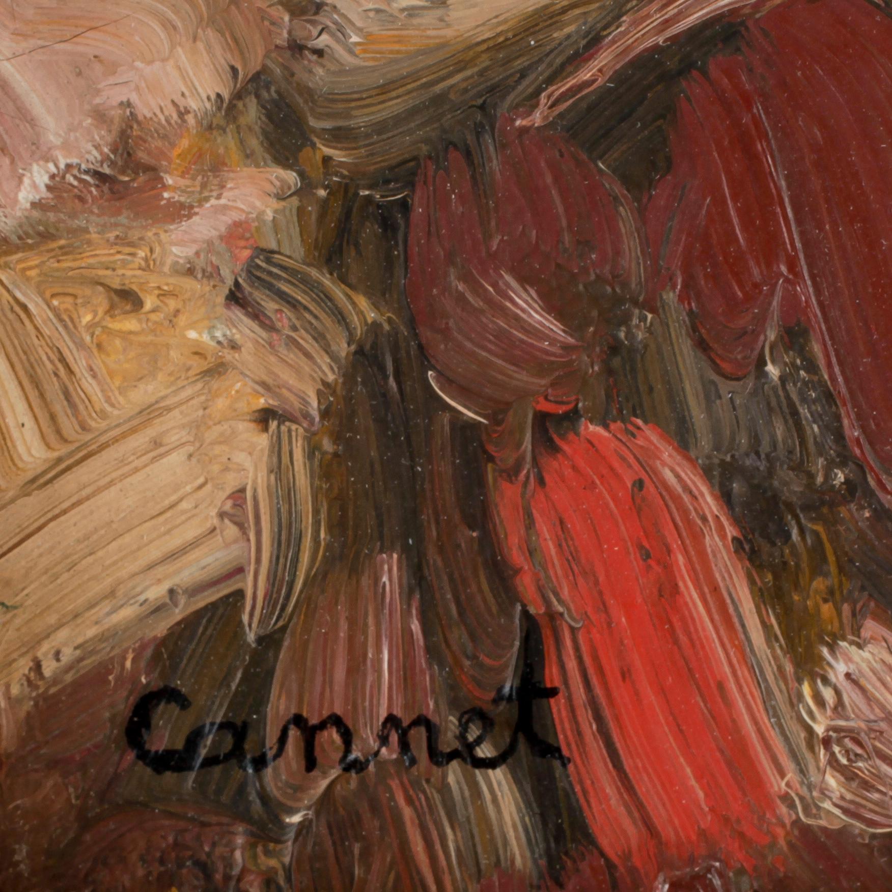 OKÄND KONSTNÄR, olja på pannå, sign Cannet.