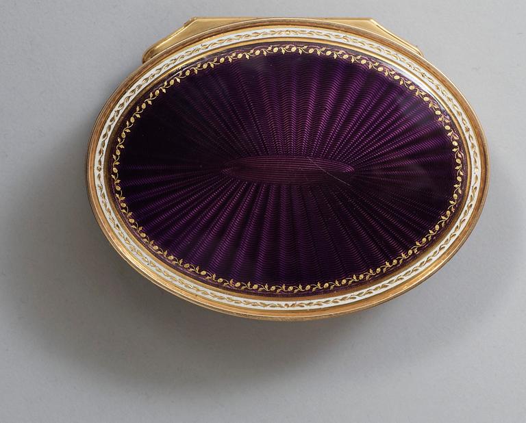A Swiss late 18th century gold and enamel snuff-box.