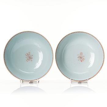 A pair of powder blue punch bowls, Qing dynasty, Qianlong (1736-95).