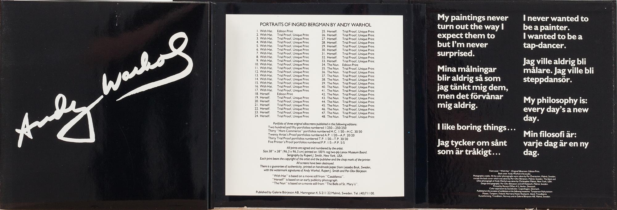 BOK, "Portraits of Ingrid Bergman" Andy Warhol. Galerie Börjesson.