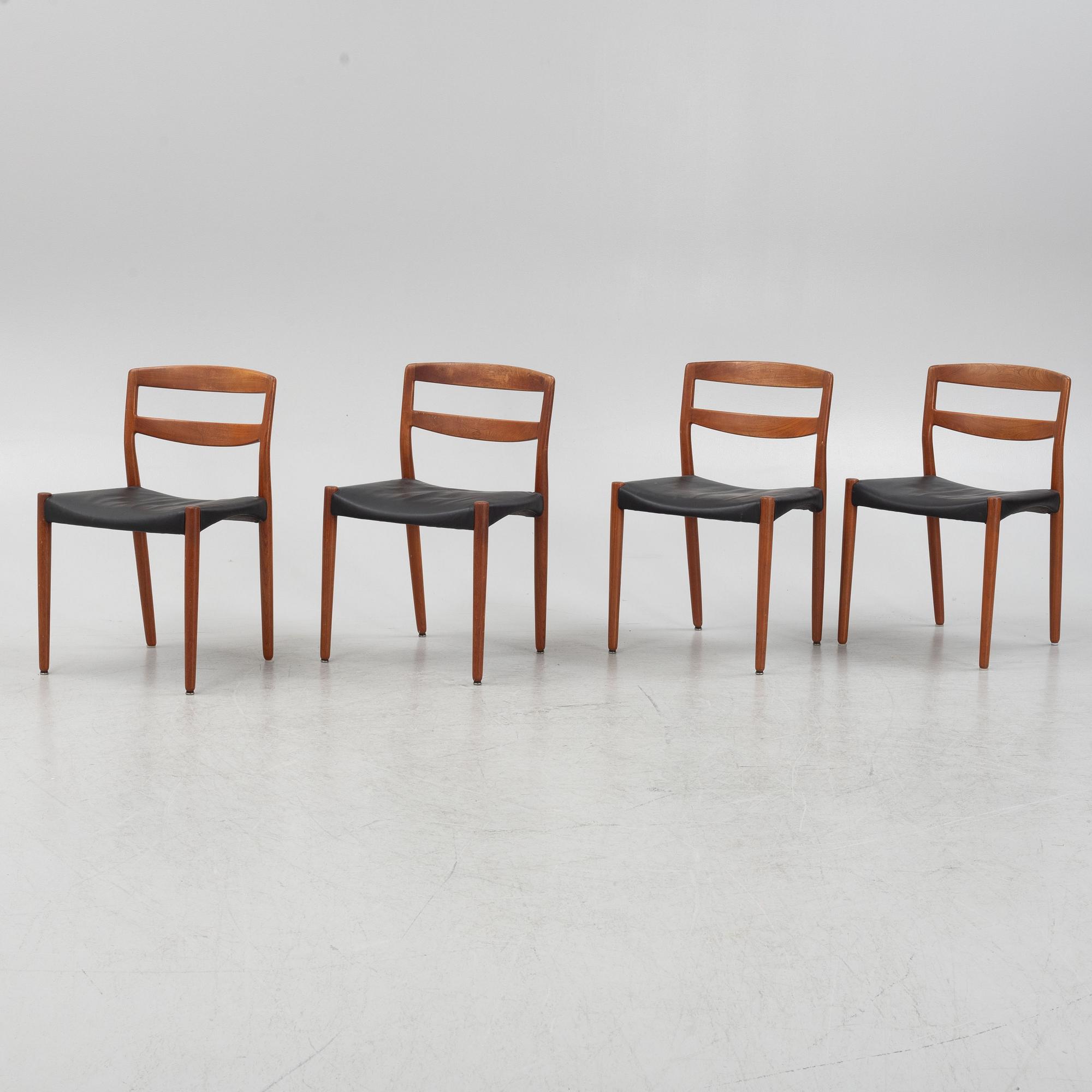 Bender Madsen & Ejner Larsen, a set of four chairs, Willy Beck, Denmark, 1960's.
