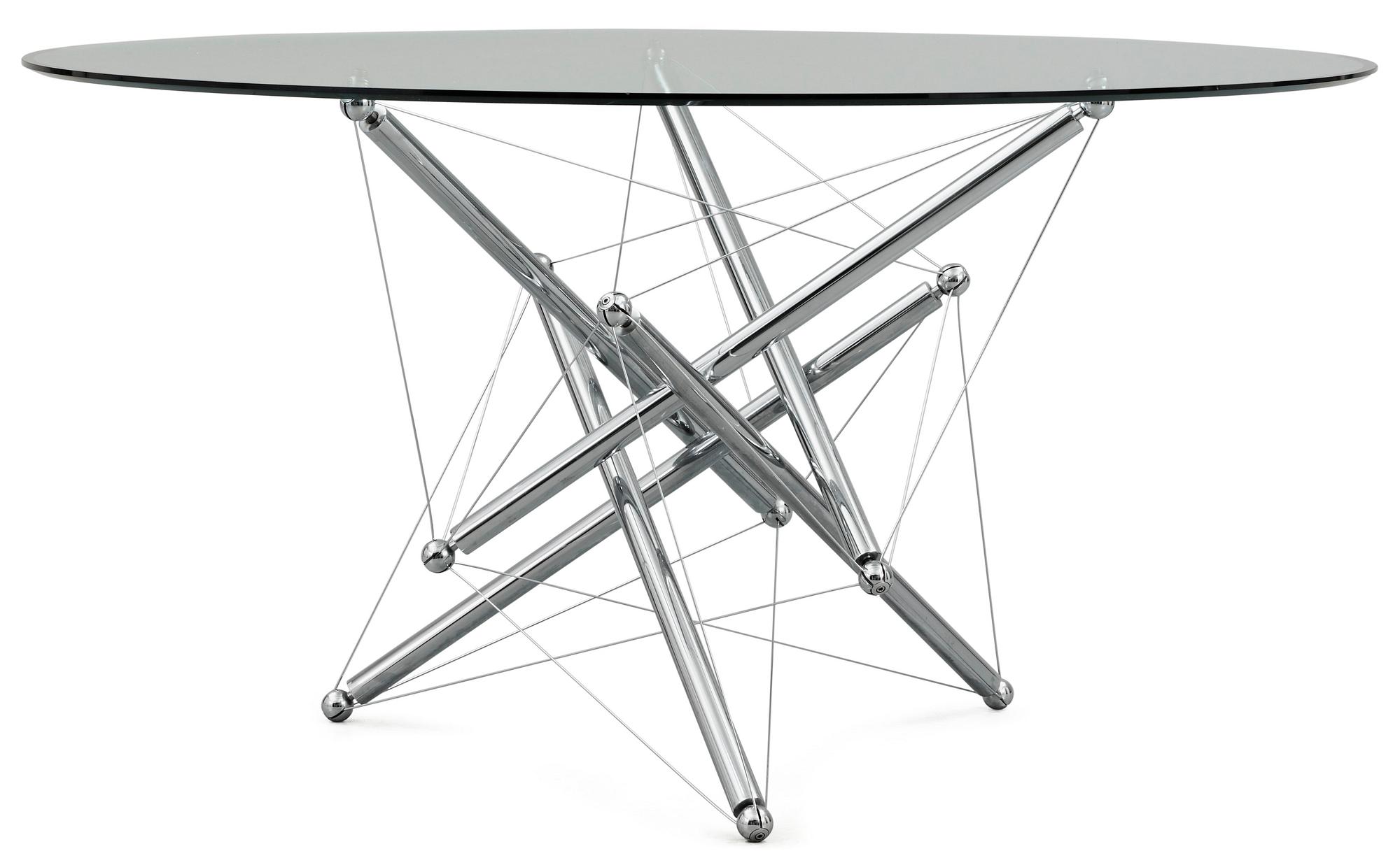 A Theodore Wadell "Wadell" chromium plated steel and glass dinner table, Cassina post 1973.