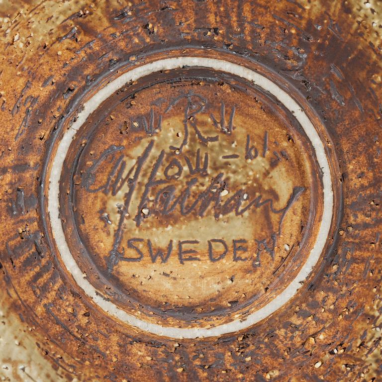 Carl-Harry Stålhane, objekt, chamotterat stengods, Rörstrand, signerad och daterad -61.