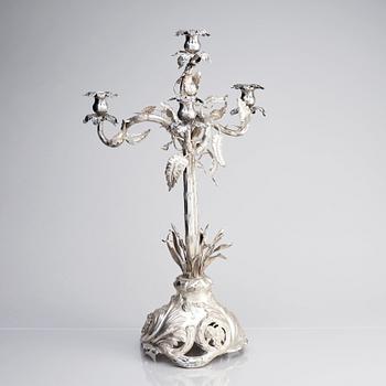 A Swedish 19th century silver candelabra, mark of Pehr Fredrik Palmgren, Stockholm 1862.