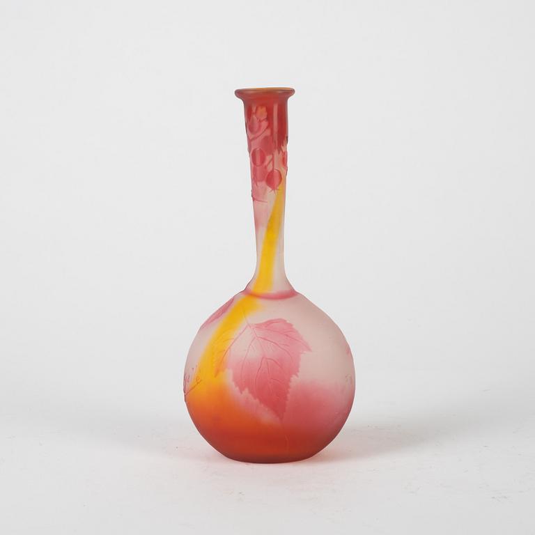 Emile Gallé, vase, glass, Art Nouveau, Nancy, France, early 20th century.