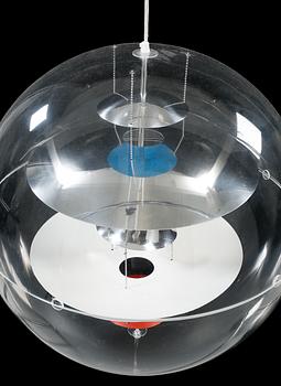 TAKLAMPA, "VP-Globe", Verner Panton, Louis Poulsen, Danmark, höjd ca 60 cm, 1900-talets andra hälft.