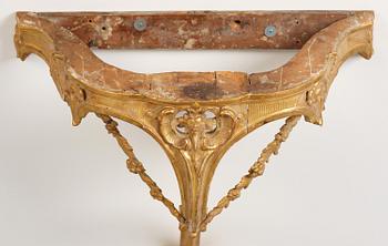 A rococo giltwood and marble console table, Stockholm, later part 18th century.