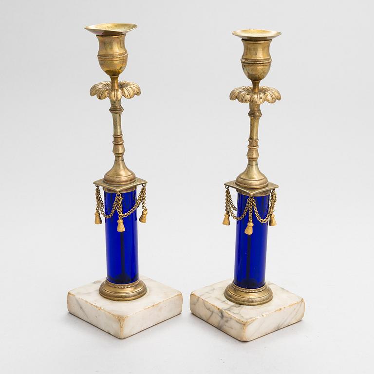 A pair of late 18th-century candlesticks in late Gustavian style.