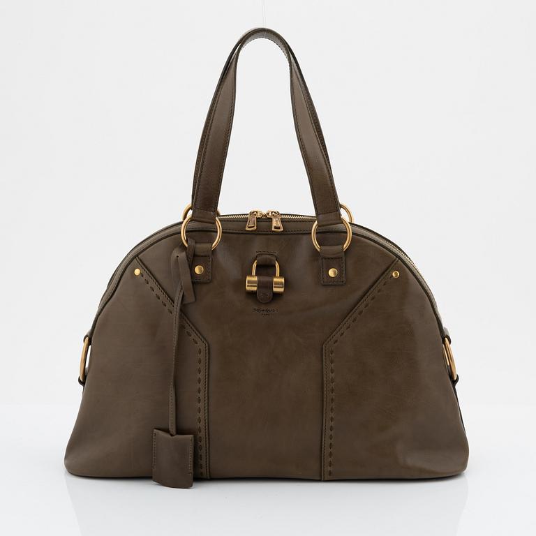 Yves Saint Laurent, a olive green leather 'Muse' bag.