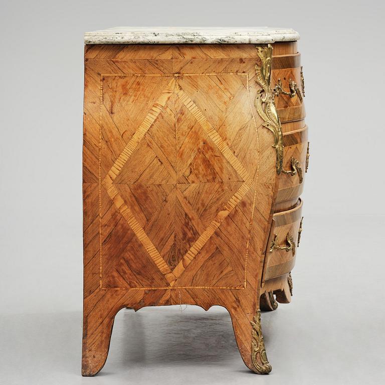 A rosewood parquetry commode, Stockholm, later part 18th century.