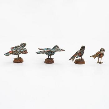 Four Chinese birds, turn of the century 1800/1900.