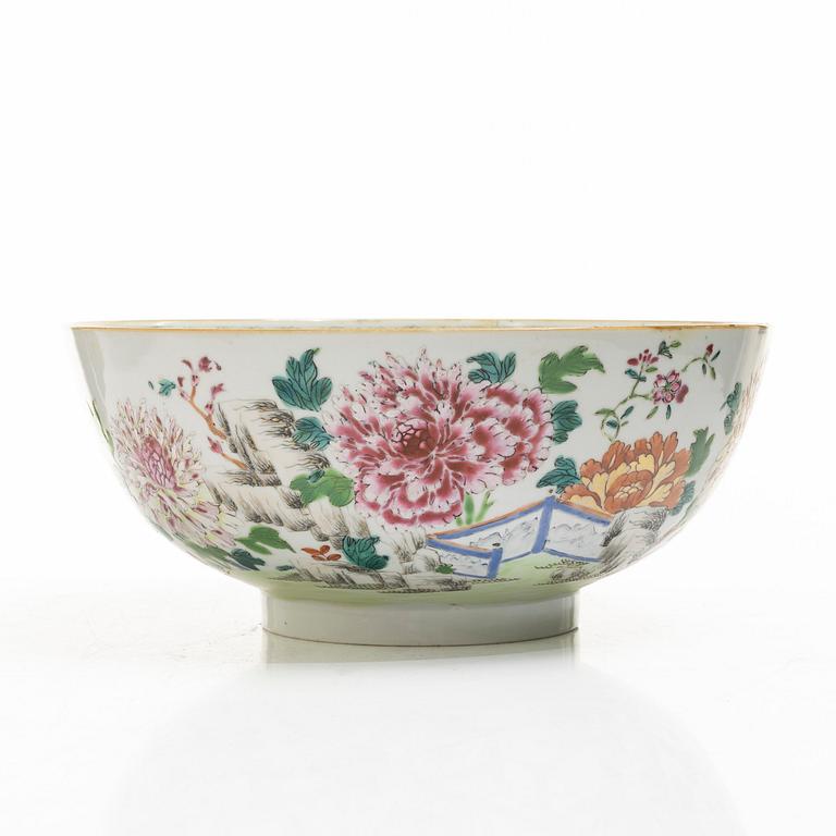Three porcelain punch bowls, China, Qianlong (1736-95).