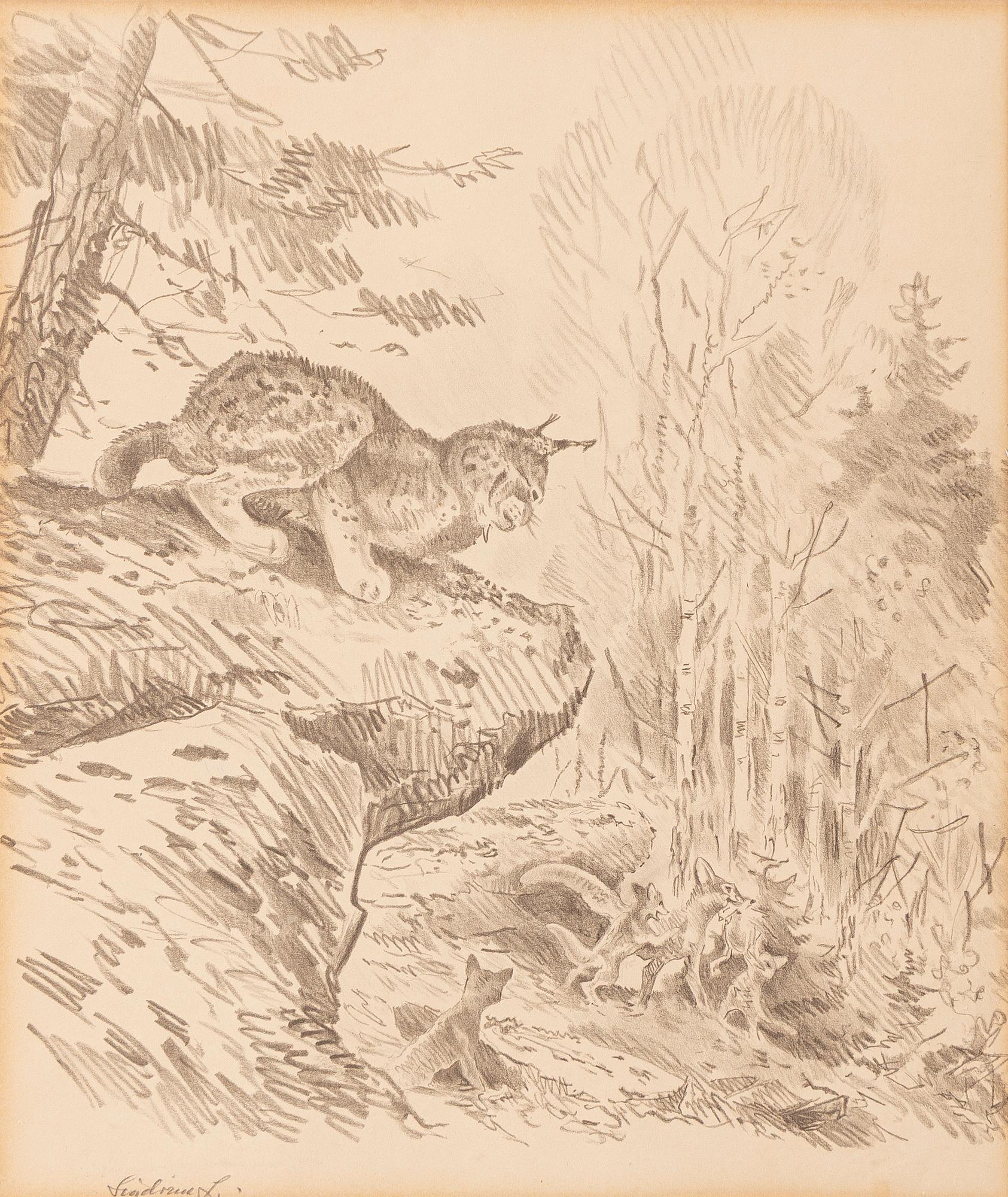 Lindorm Liljefors, The fox family.