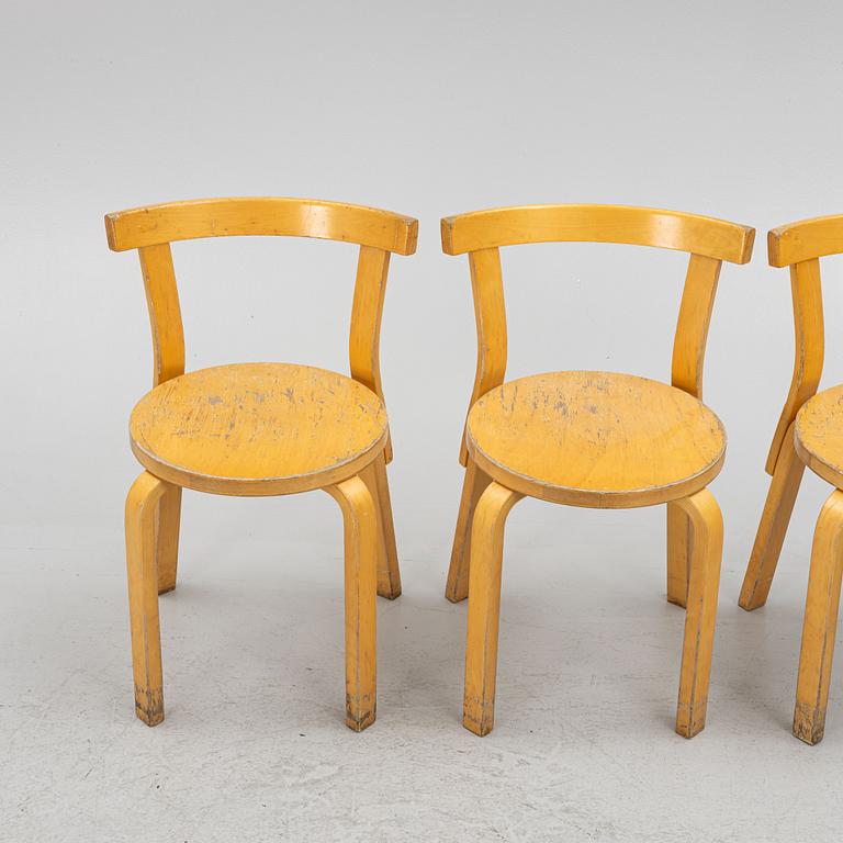 Alvar Aalto, stolar, 4 st, modell 69, Artek, Finland, 1900-talets andra hälft.