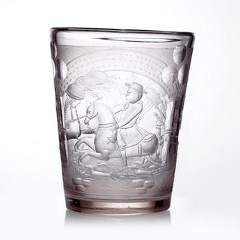 A cut and engraved German beaker, 18th Century.