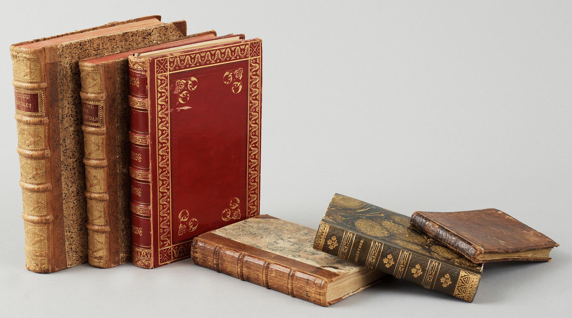 PARTI HANDSKRIFTER, 6 vol, bla "Receptbok", 1700-1800-tal.