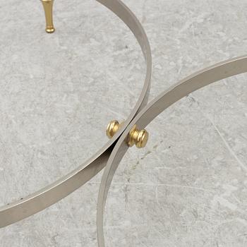 A pair of brass and glass sidetables, mid20th/second half of the 20th century.