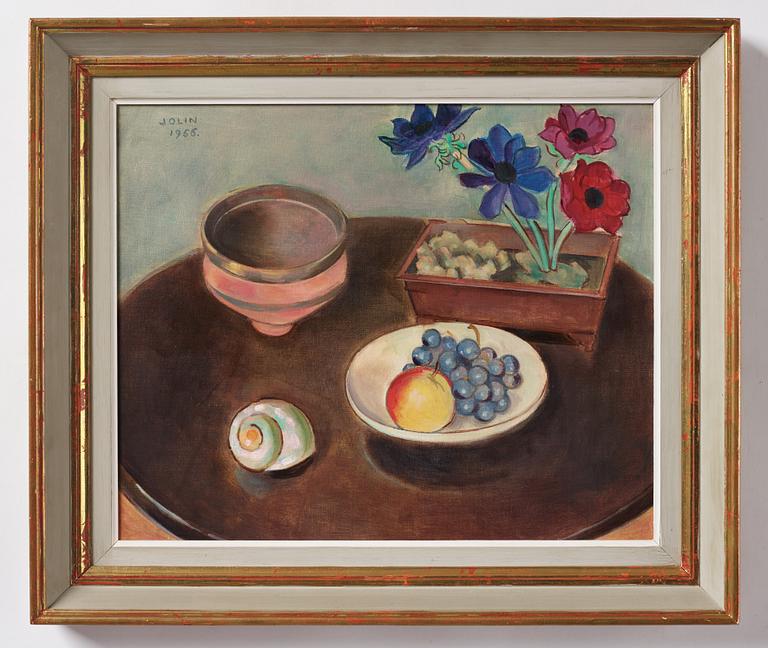 Einar Jolin,"Blomster med fruktfat och snäcka”.