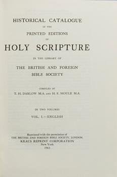 Historical catalogue of the printed... 3 VOL.  T.H. Darlow and H.F. Moule. New York  1963.