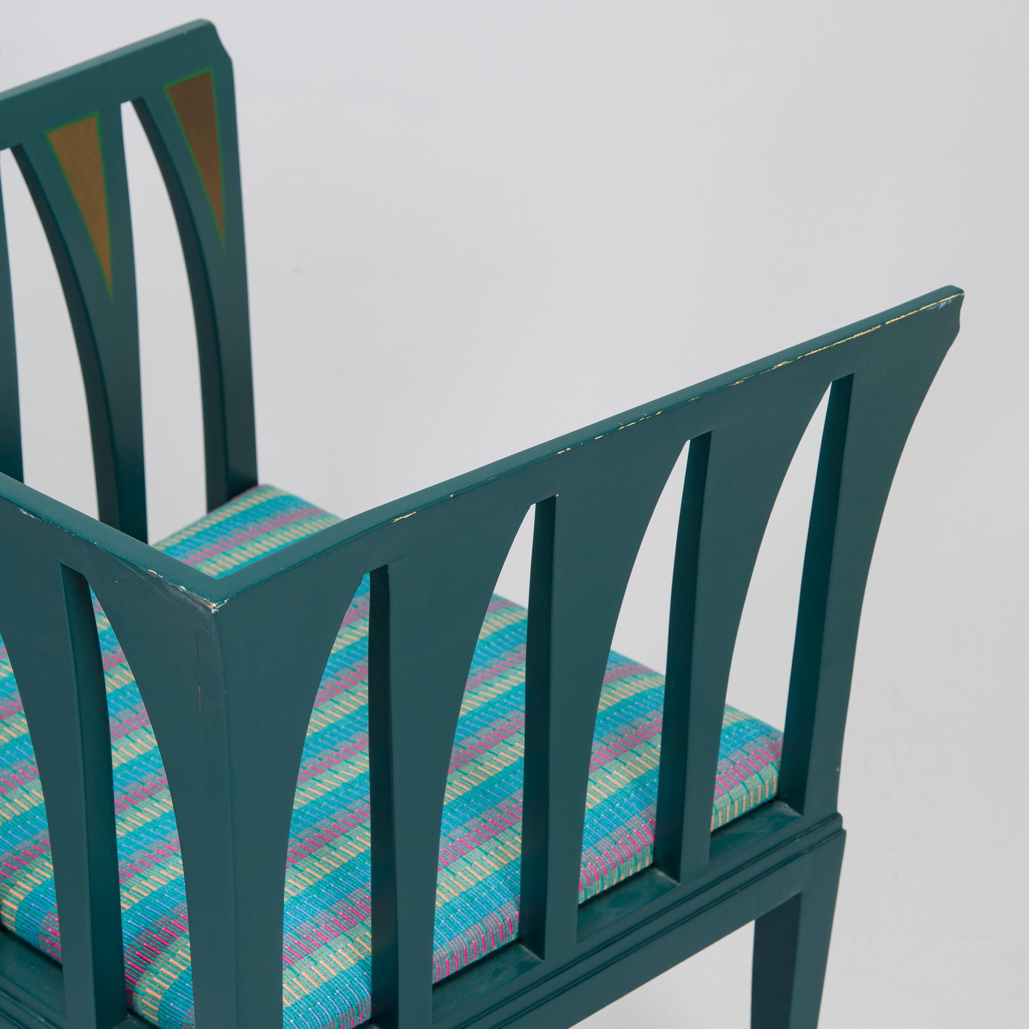 Eliel Saarinen, a pair of 'The Blue Chair' armchairs for Adelta Finland 1980s.