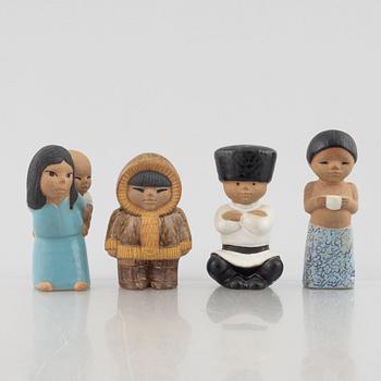 Lisa Larson, figuriner, 8 st, stengods, Gustavsberg, ur serien "All världens barn".
