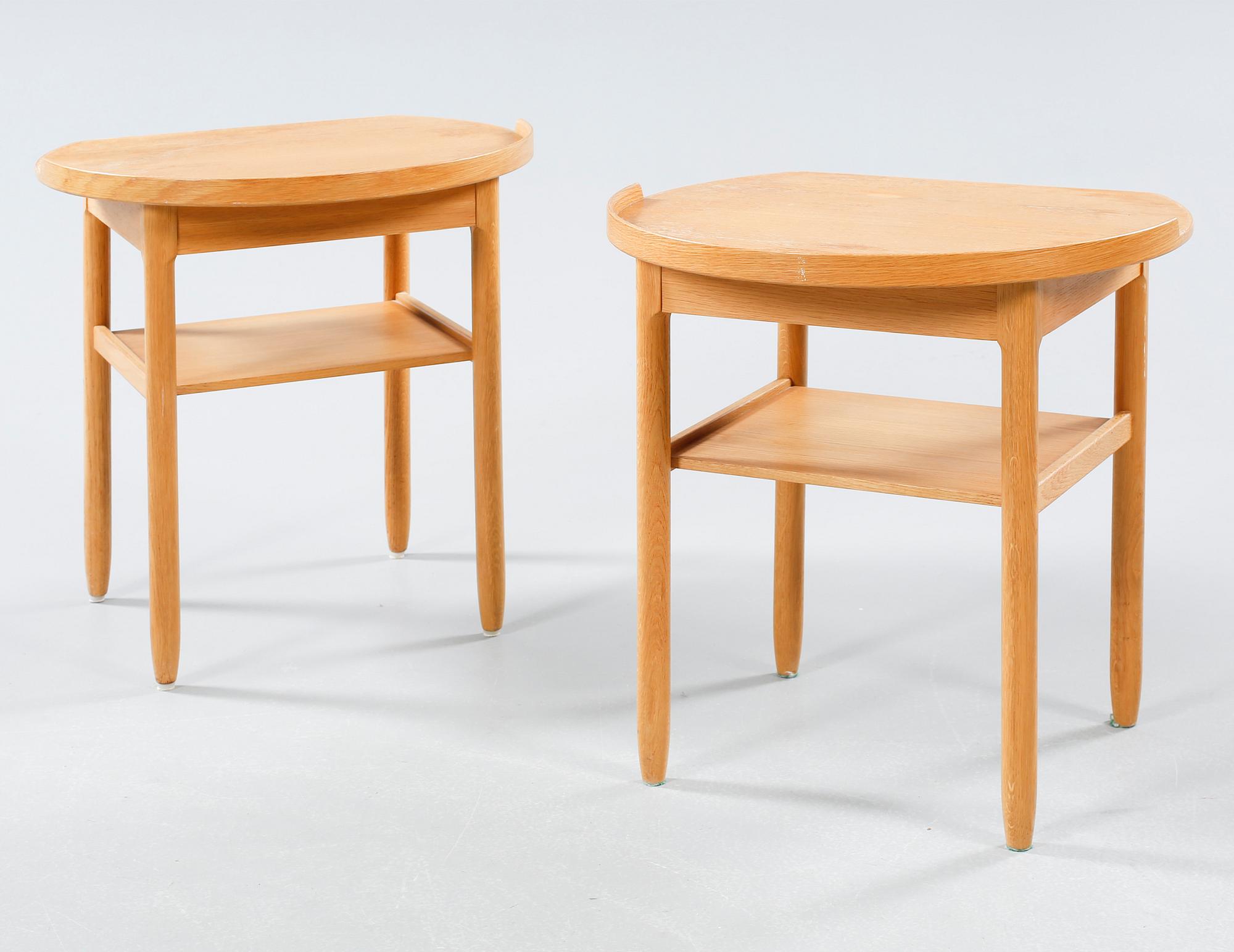 A pair of bedside tables by Sven Engström & Gunnar Myrstrand for Bodafors, third quarter of the 20th century.