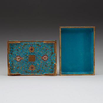 A cloisonne box with cover, Qing dynasty 19th century.