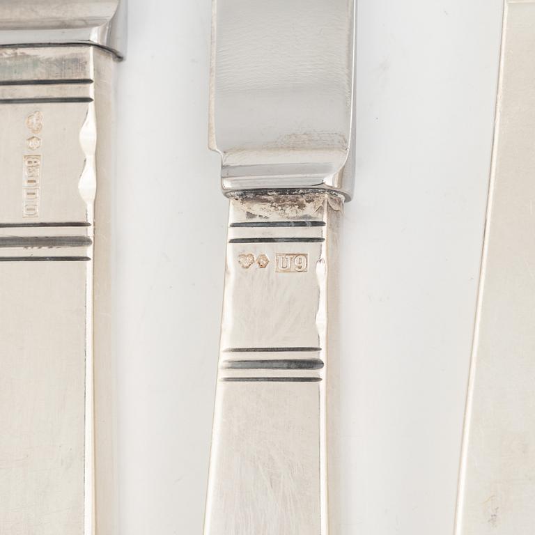 Jacob Ängman, a 77-piece 'Rosenholm' silver cutlery, mark of GAB, including Stockholm 1965.