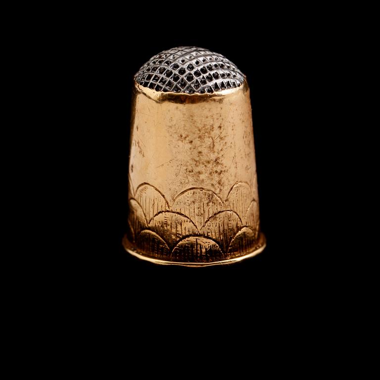 FINGERBORG, 18 k guld, Jakob Richard Borg, Gävle 1831. Vikt ca 5 gram.