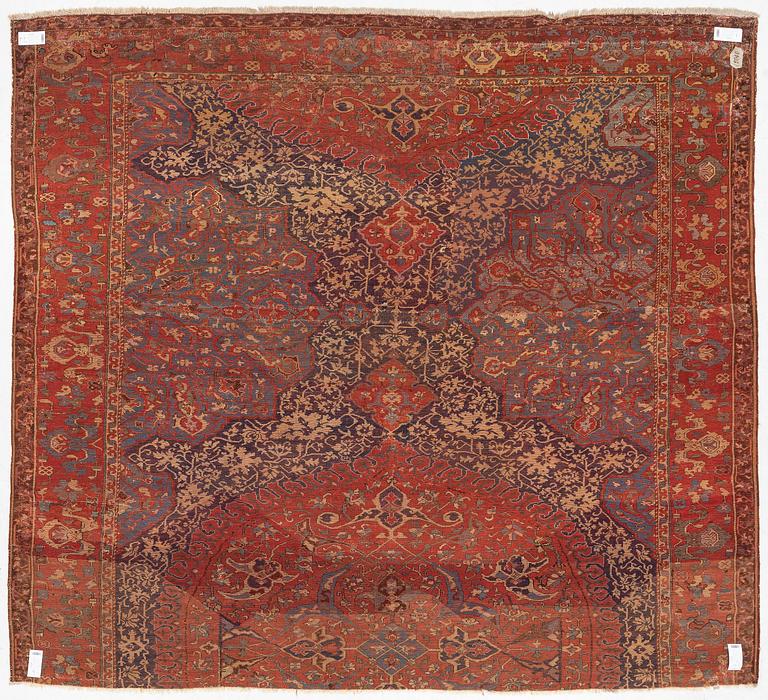 A variant of a 'Medallion' Ushak carpet fragment, West Anatolia, c. 260 x 285, late 16th century.