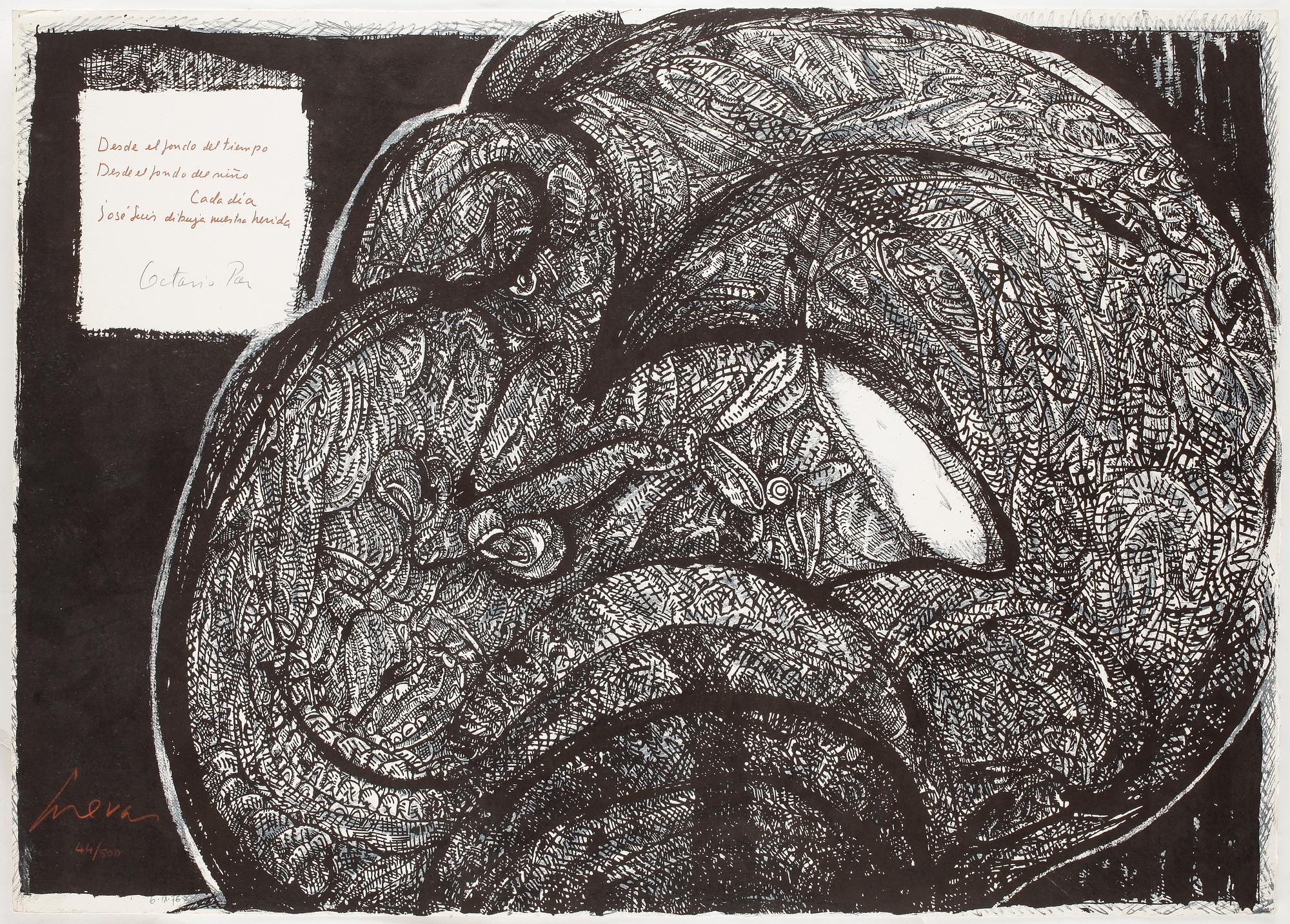 JOSÉ LUIS CUEVAS, litografi, 1976, signerad och daterad och numrerad 44/500.