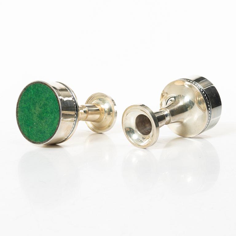 Eric Löfman, ljusstakar, silver, ett par, MGAB, Uppsala, 1970.