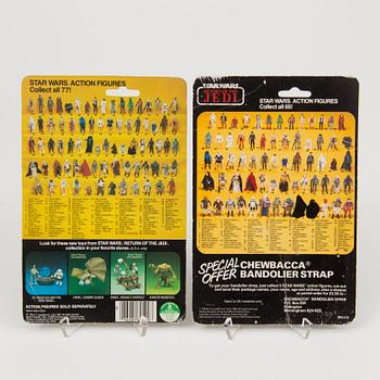 STAR WARS, 4 stycken figurer i Return of the Jedi förpackning, Kenner och Palitoy 1980-tal.