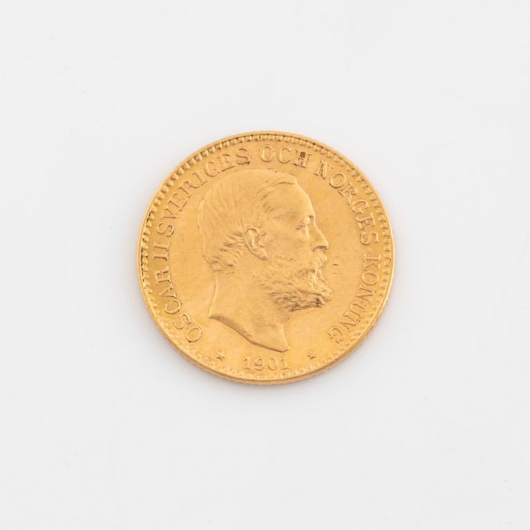 Oscar II, guldmynt, 10 kronor, 1901.