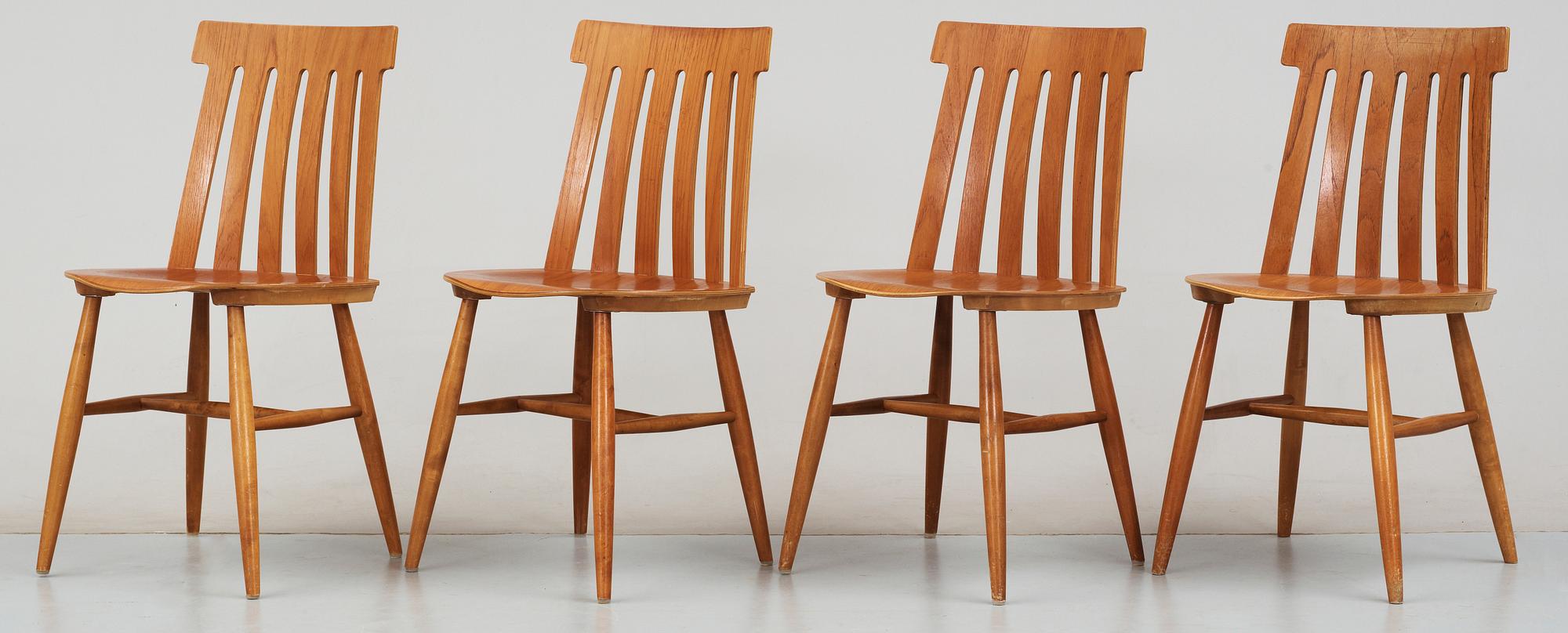 STOLAR, 4 st, "Tallåsenstolen", Jan Hallberg, Edsbyverken, 1960-tal.