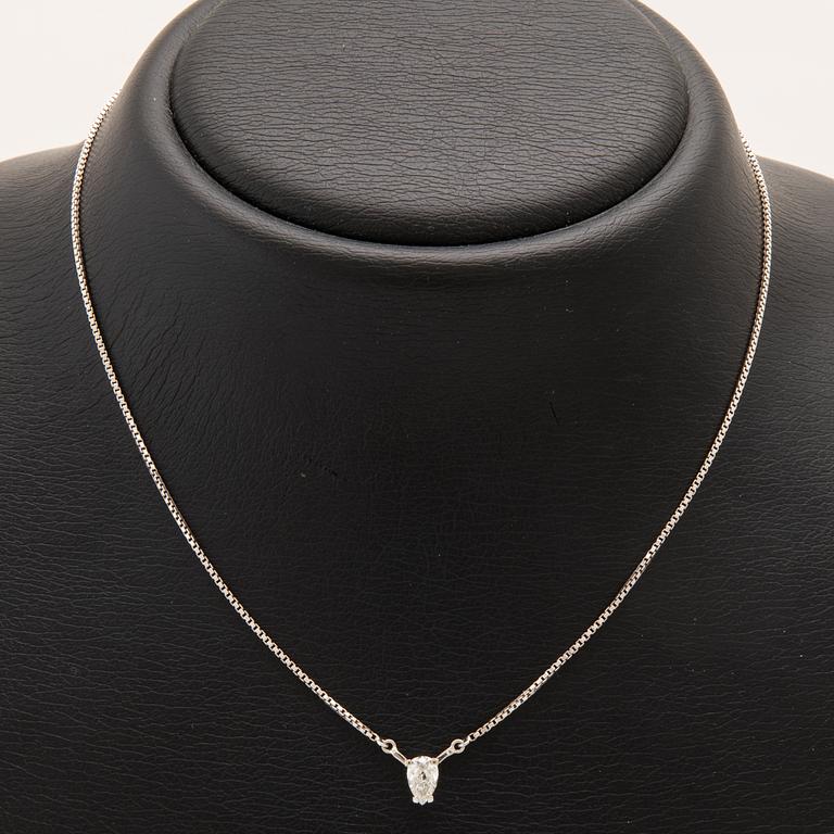 Halsband 18K vitguld med en päronslipad diamant, Unoaerre Itailen.