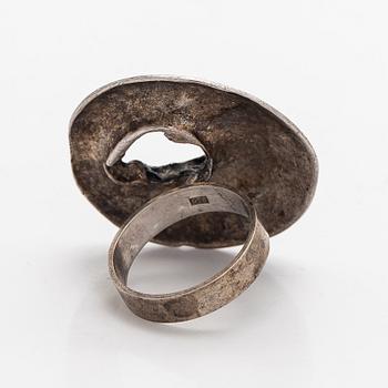 Helky Juvonen, armband och ring, silver, 1970-tal.