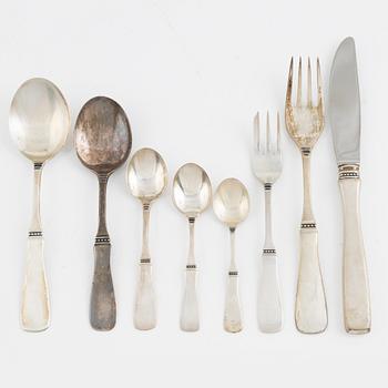 Eric Löfman, a 53-piece silver cutlery set, model "Uppsala", mostly MGAB, Lidköping, Sweden,  1963-76.