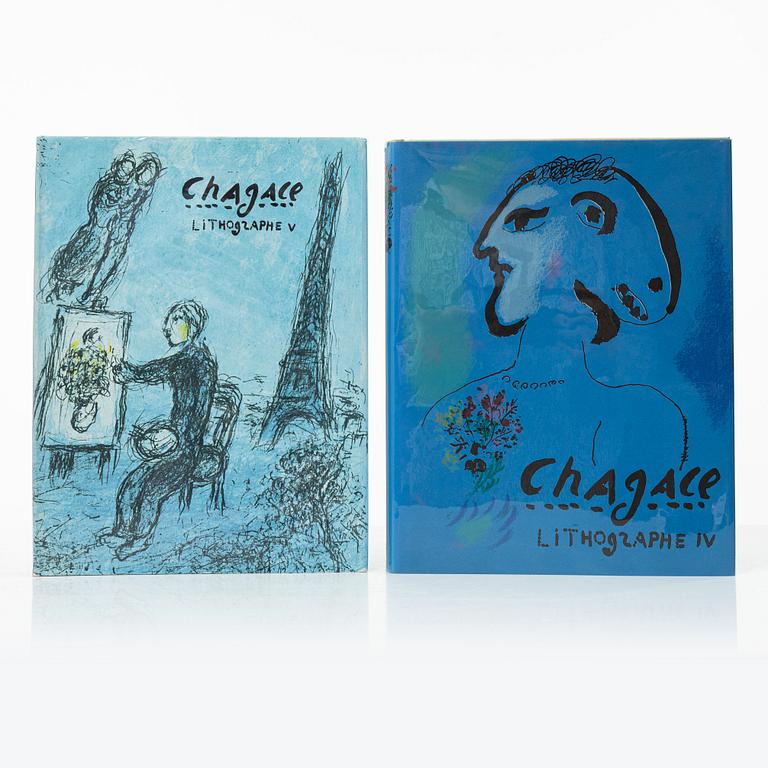 Marc Chagall, böcker, 6 st, "Chagall Lithographe I-VI, 1922-1985", Fernand Mourlot.