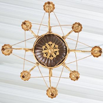 A late Gustavian early 19th century nine-light hanging-lamp.