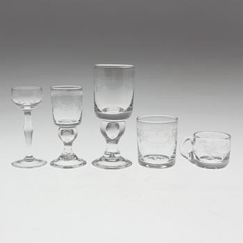 SERVISDELAR, glas, 51 delar, "Antik", Reijmyre, 1900-talets andra hälft.