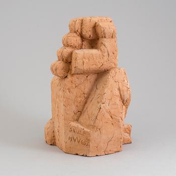 SKULE WAKSVIK, sculpture, terracotta, signed and dated 1965.