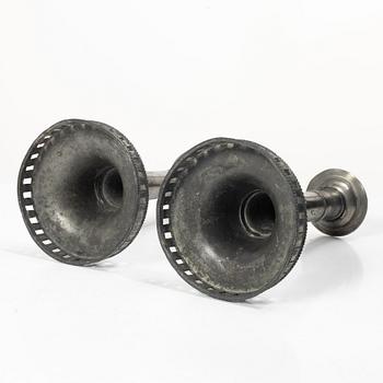 A pair of late gustavian pewter candlesticks attr. to Hans Wicksten (master in Västerås 1782-1810/14).