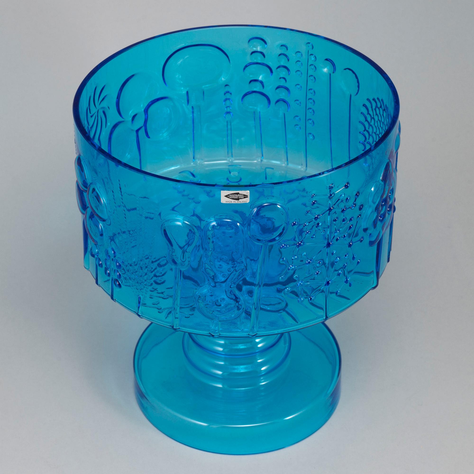 OIVA TOIKKA, skål på fot, glas, "Flora"-serien,  Nuutajärvi Notsjö.