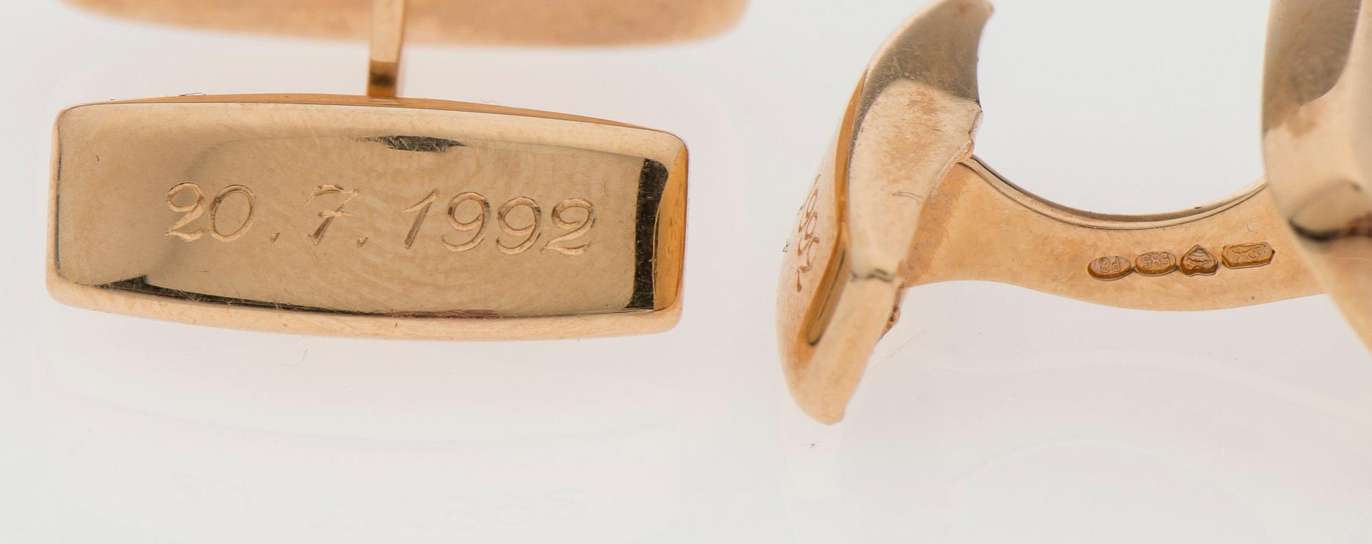 MANSCHETTKNAPPAR, 14K guld. Kultakeskus 1992.