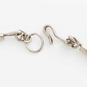 Collier, silver, halsring med stavar.