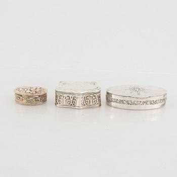 Three Silver Boxes, Swedish import marks.