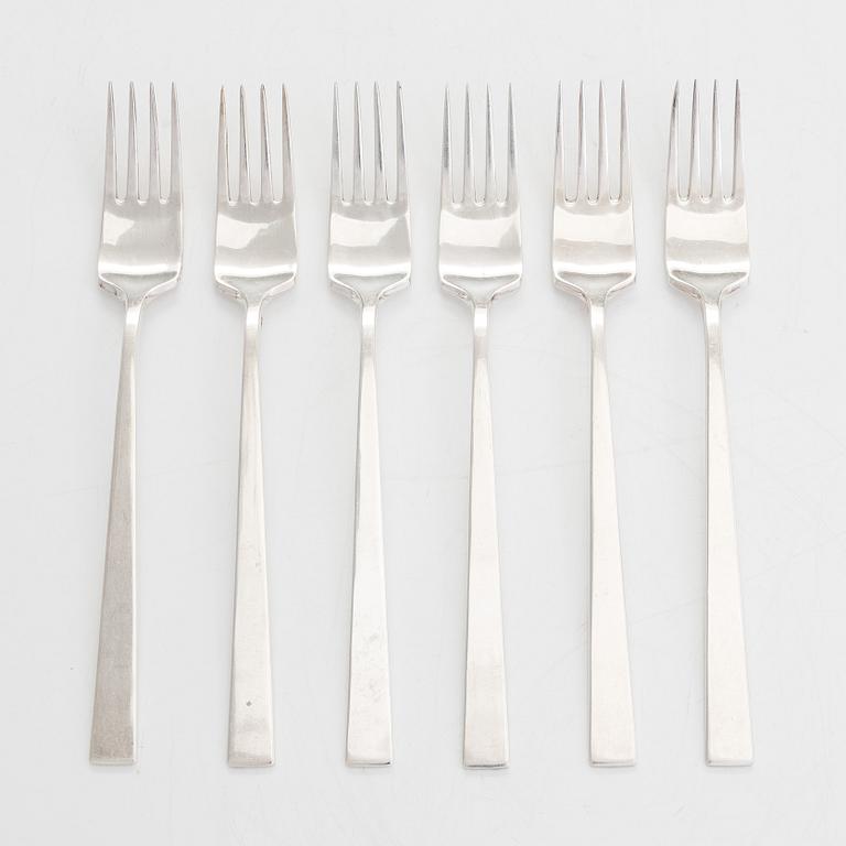 Bertel Gardberg, a 42-piece set of "Birgitta" silver cutlery, marked BG, Hopeatehdas oy, Helsinki 1962.