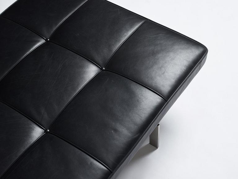 Poul Kjaerholm, a "PK-80" black leather and steel base daybed, edition Fritz Hansen, 2013.