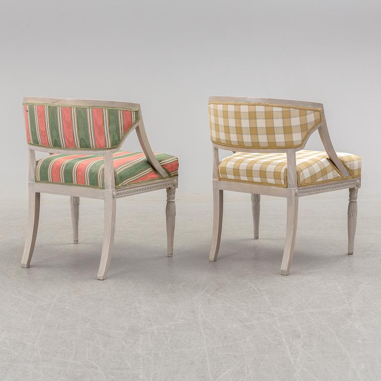 A pair of 19th century Gustavian style armchairs.